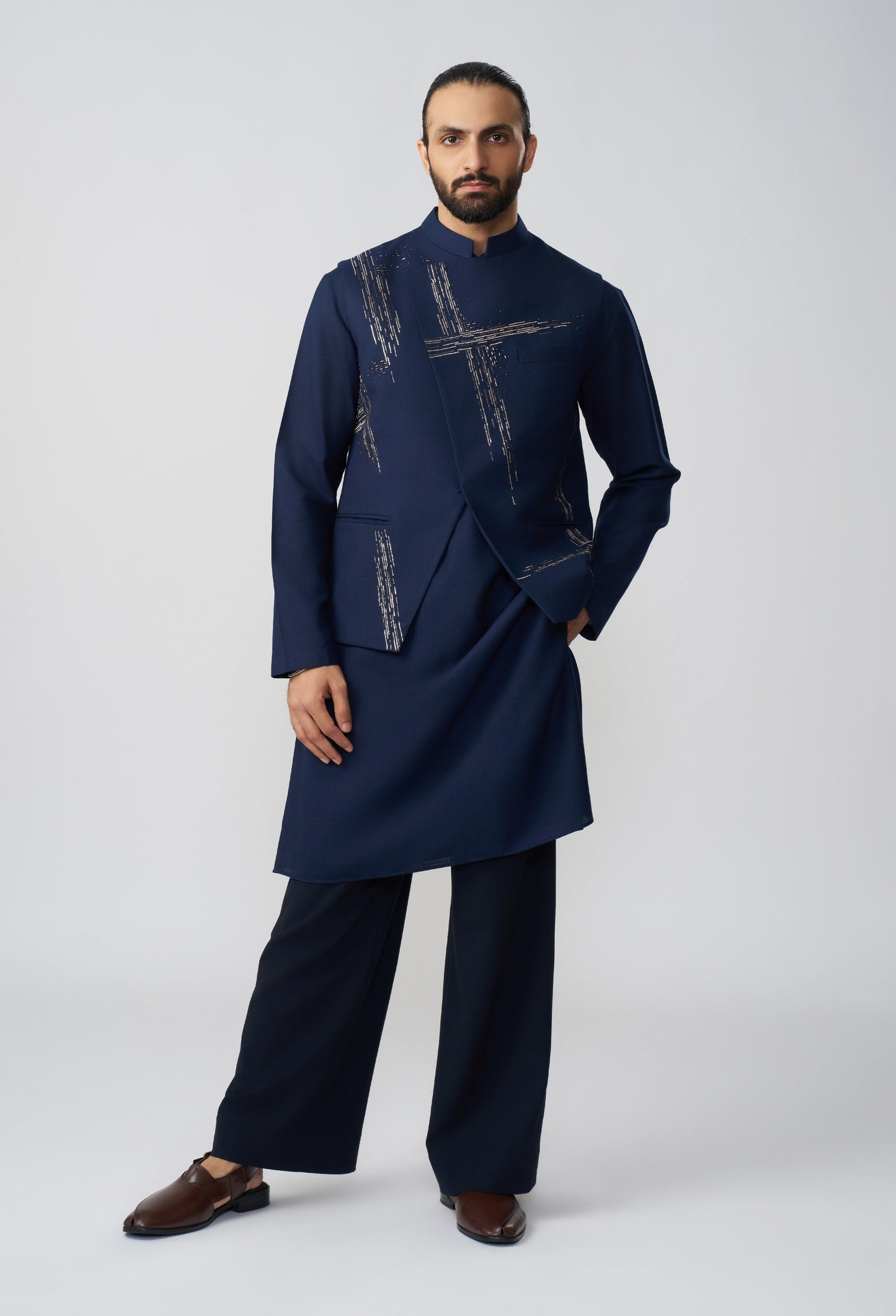 Crosshatch Pitta Bandi Jacket - Navy Blue