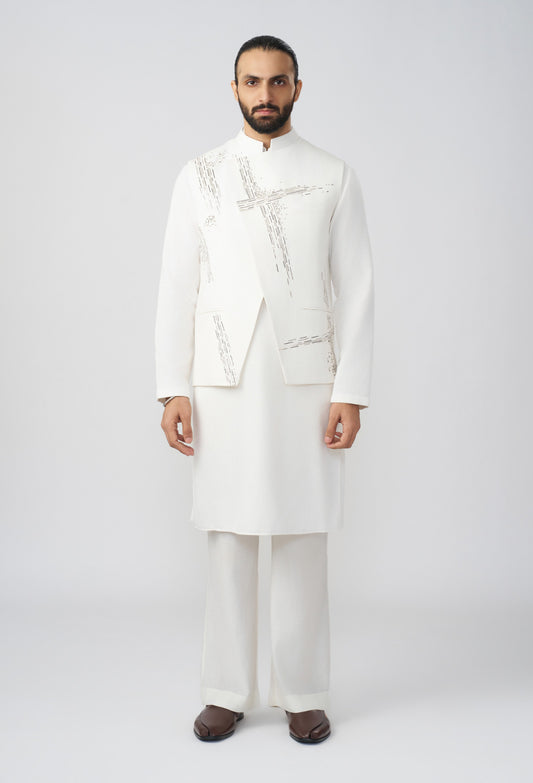 Crosshatch Pitta Bandi Jacket Set - Off White