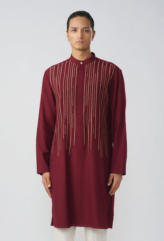 Fall Line Kurta - Maroon