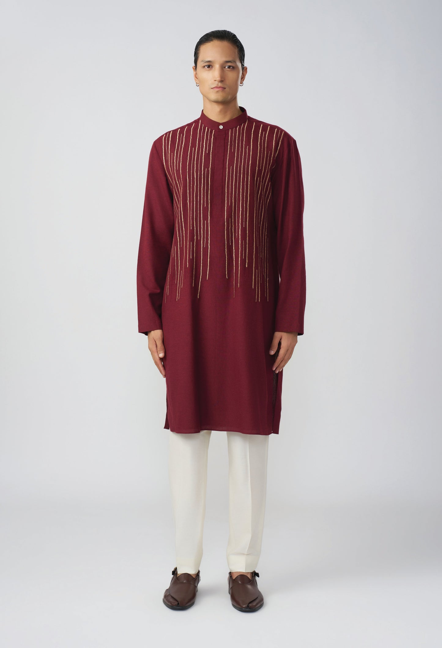 Fall Line Kurta - Maroon