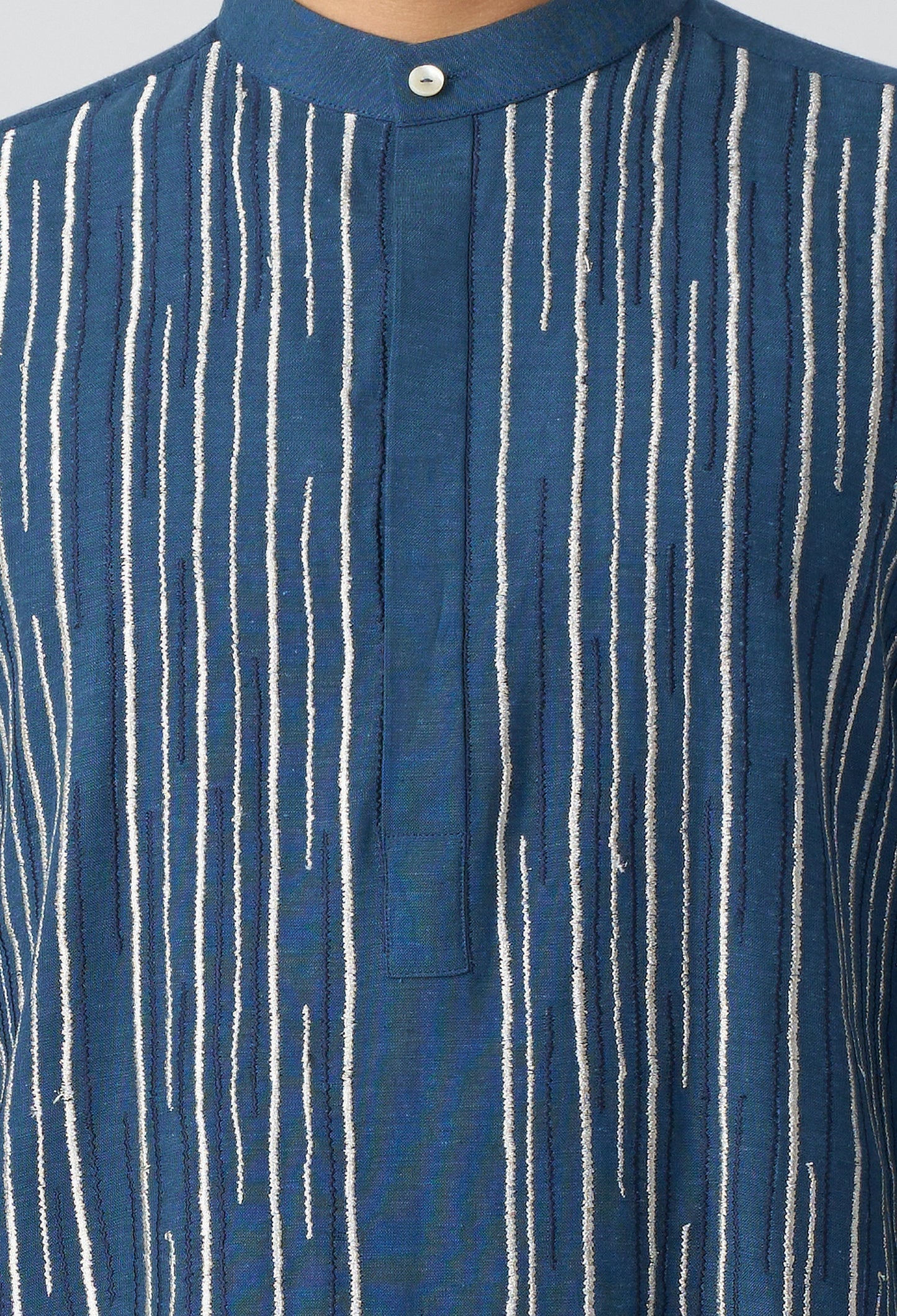 Fall Line Kurta - Navy Blue