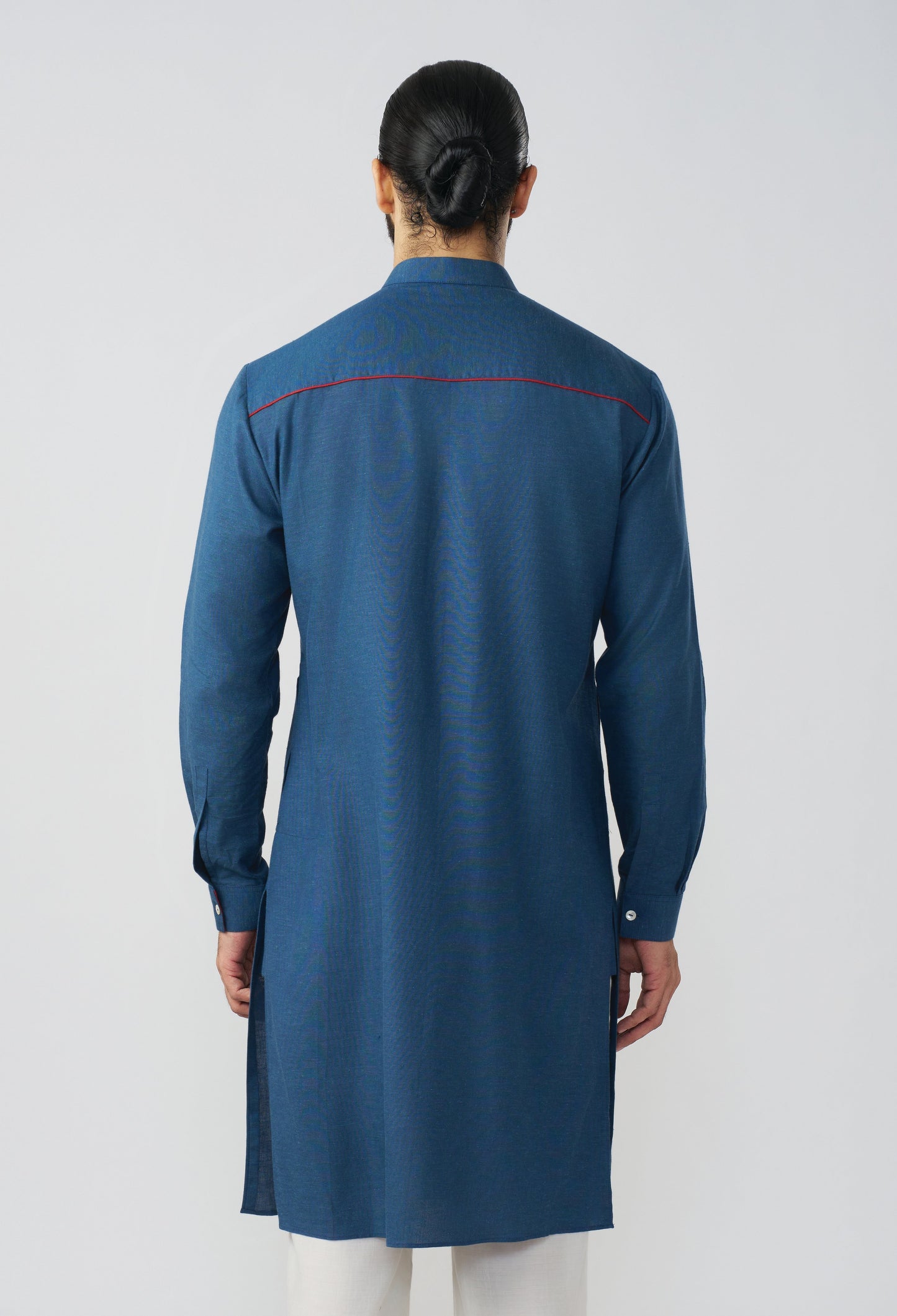 Geometric Contour Kurta - Royal Blue