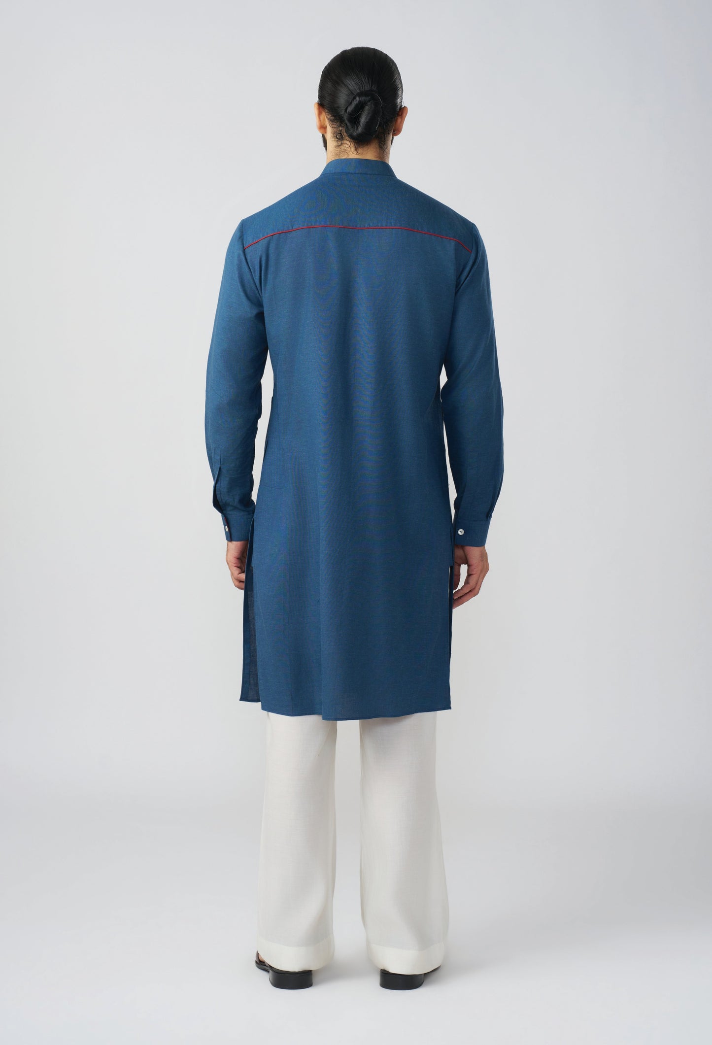 Geometric Contour Kurta - Royal Blue