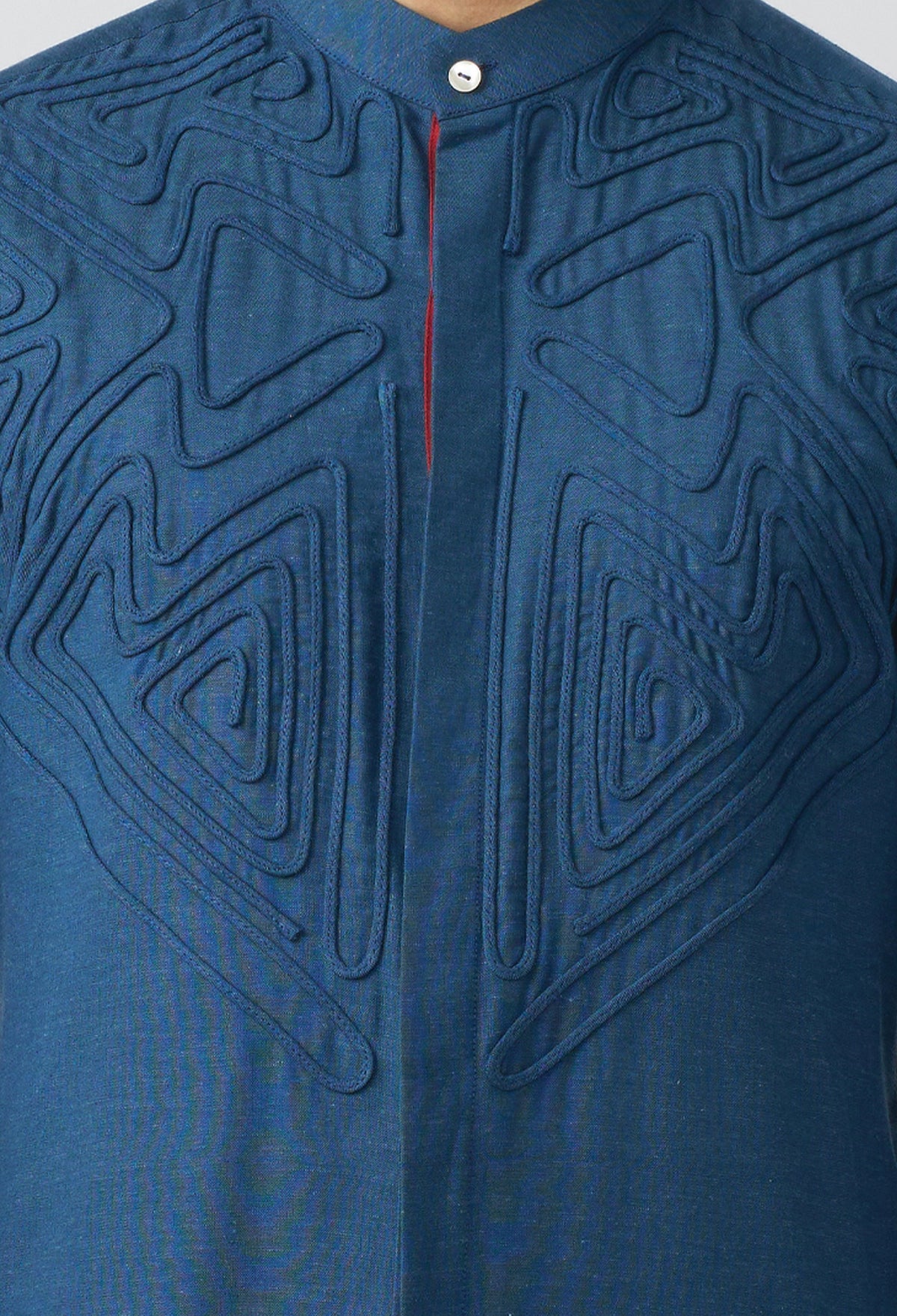 Geometric Contour Kurta - Royal Blue