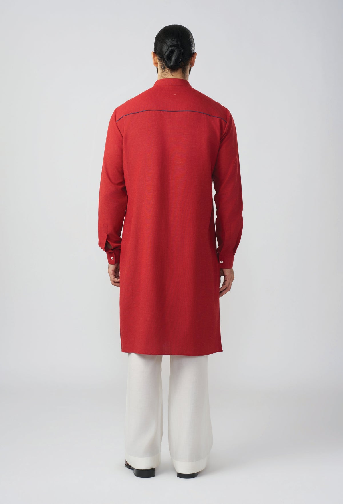 Geometric Contour Kurta - Rust