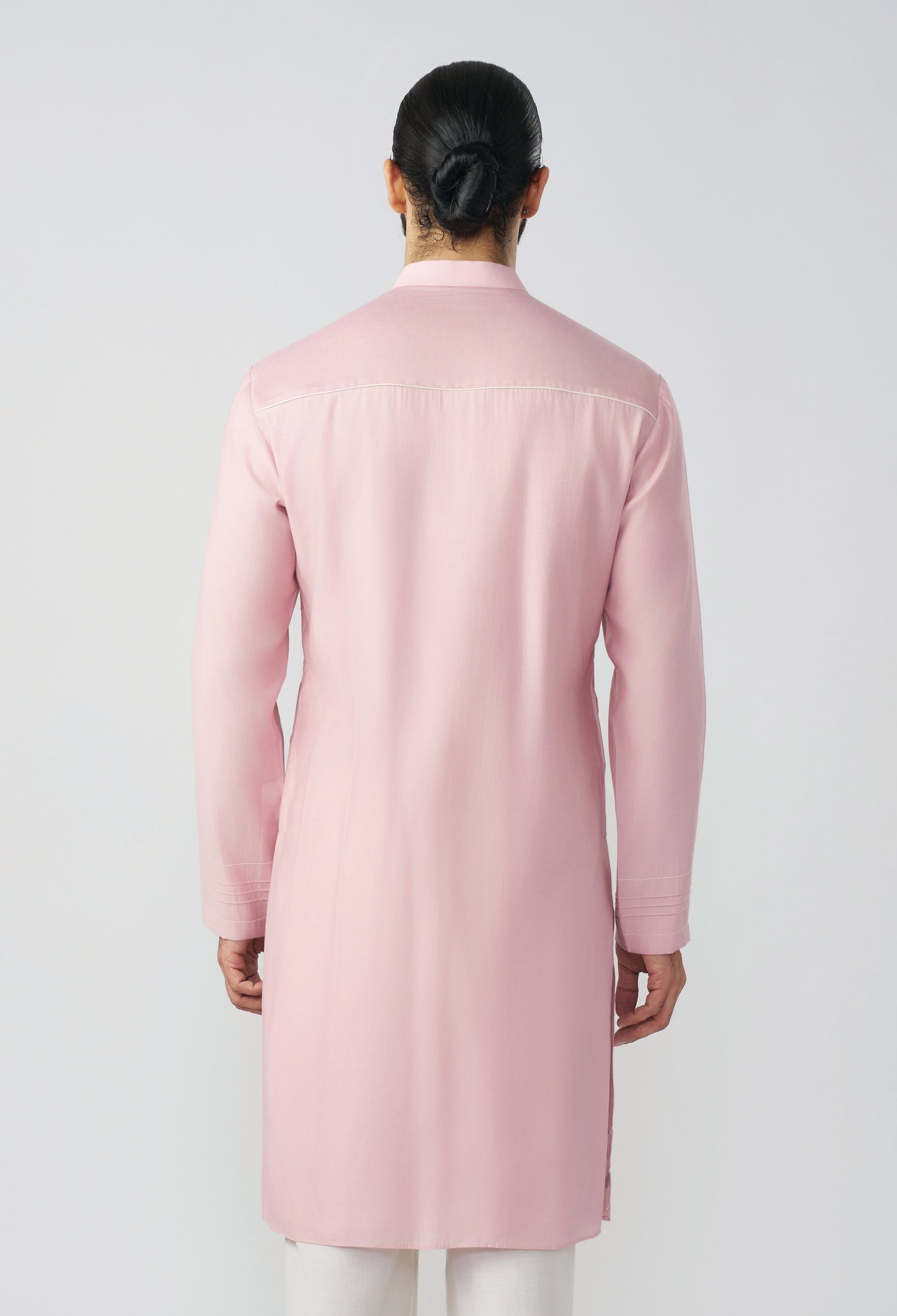 Gestural Pintucked Kurta - Pastel Pink