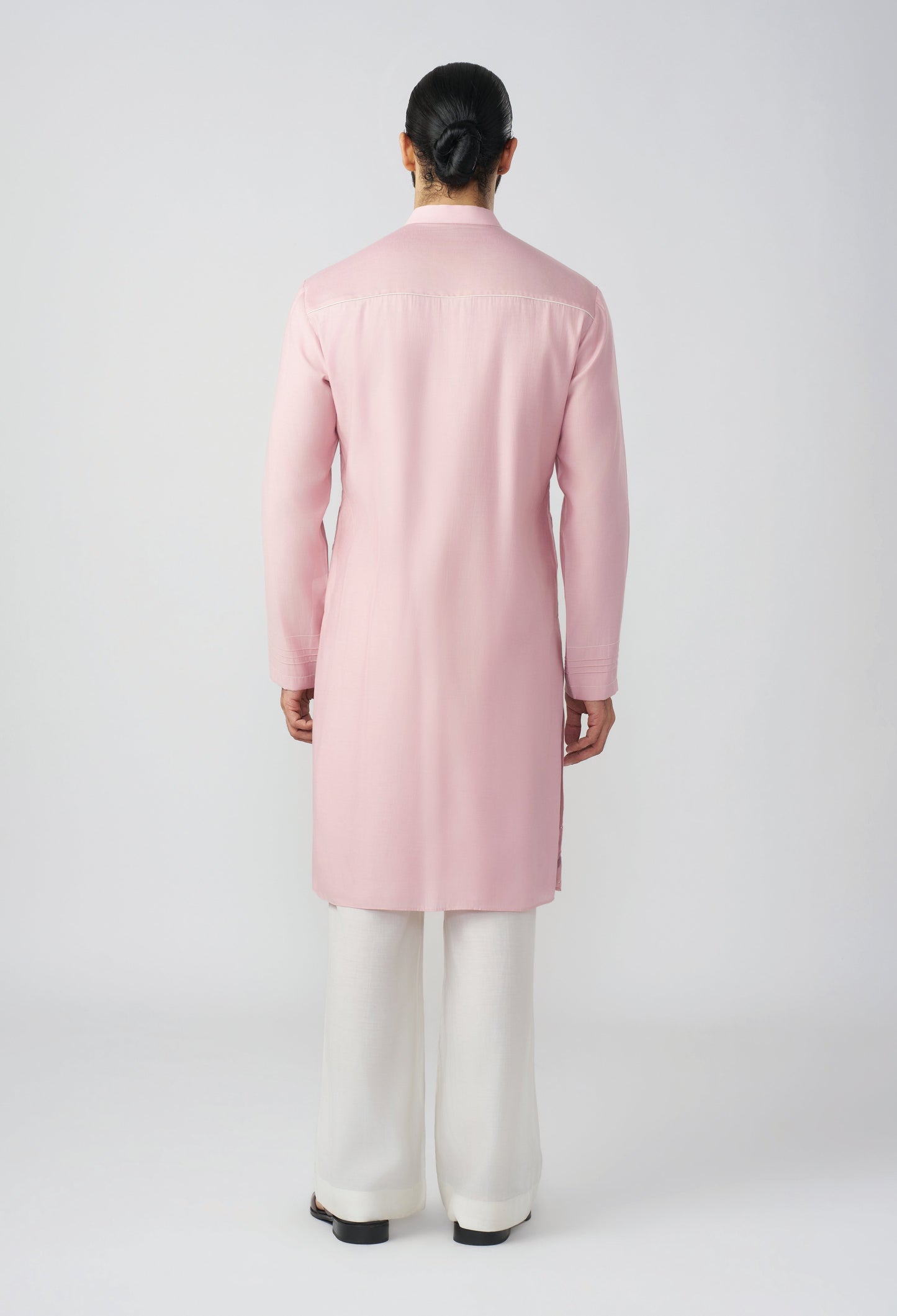 Gestural Pintucked Kurta - Pastel Pink