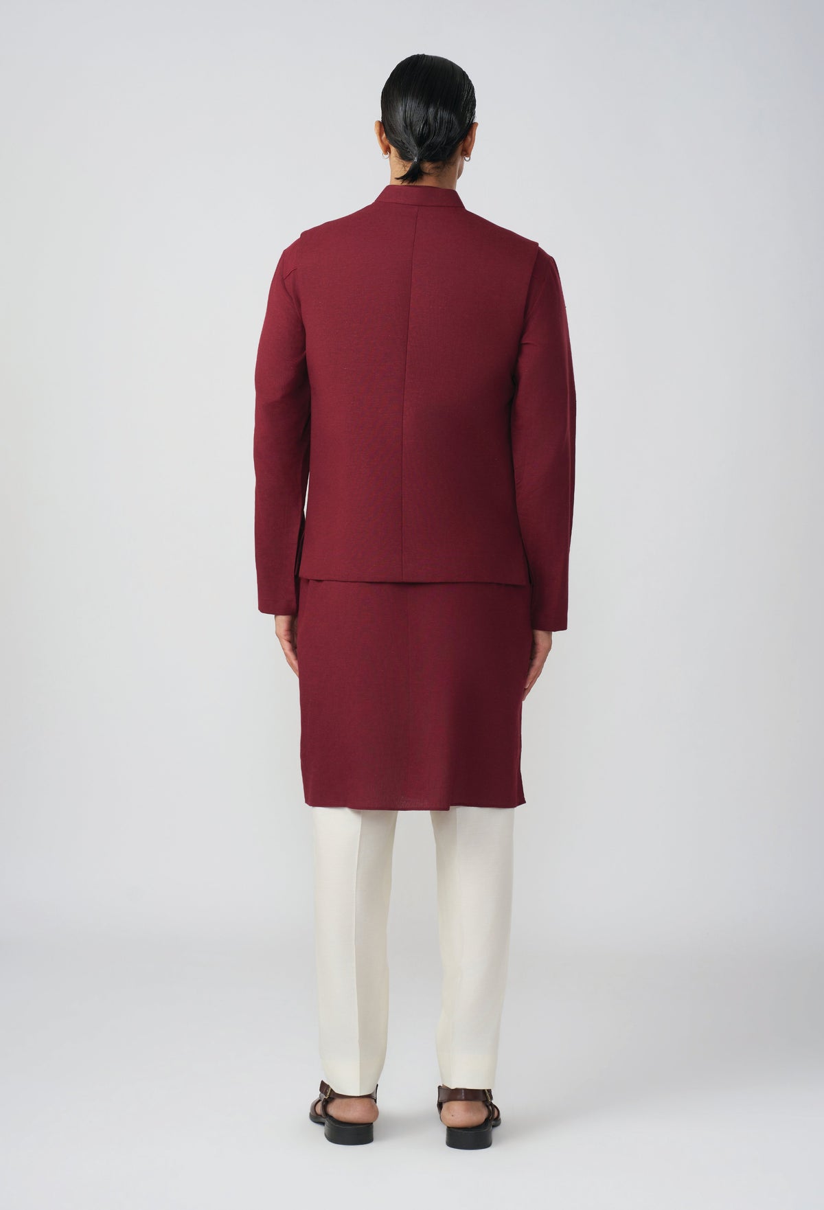 Linear Drift Bandi Jacket - Maroon
