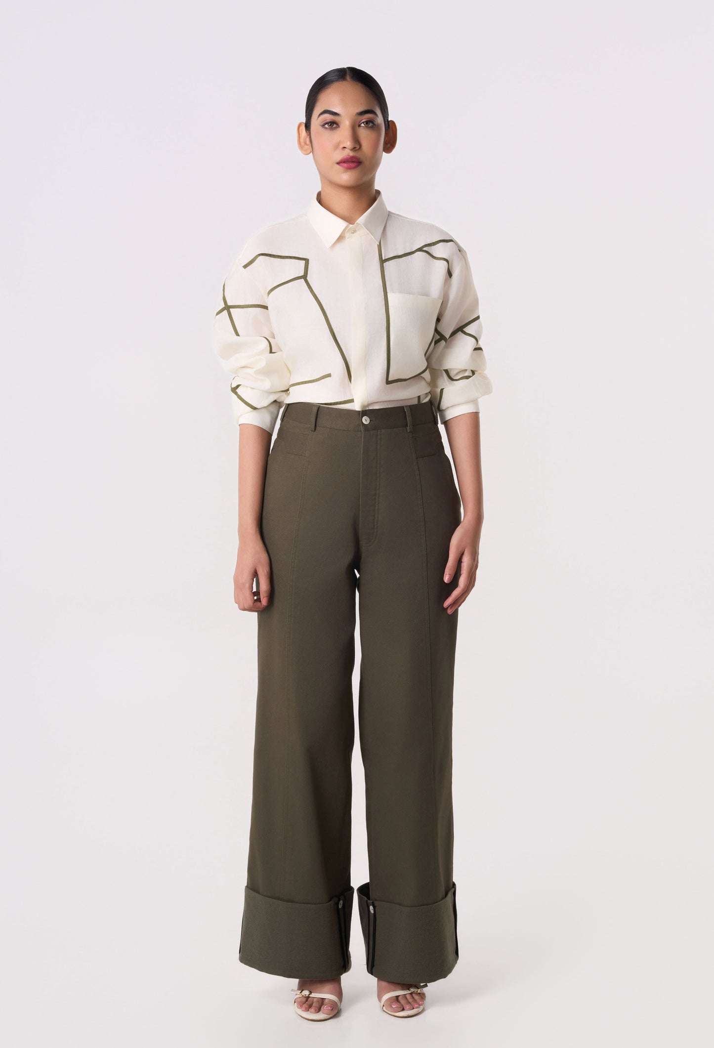 Mosaic Belt Cuffed Pants
