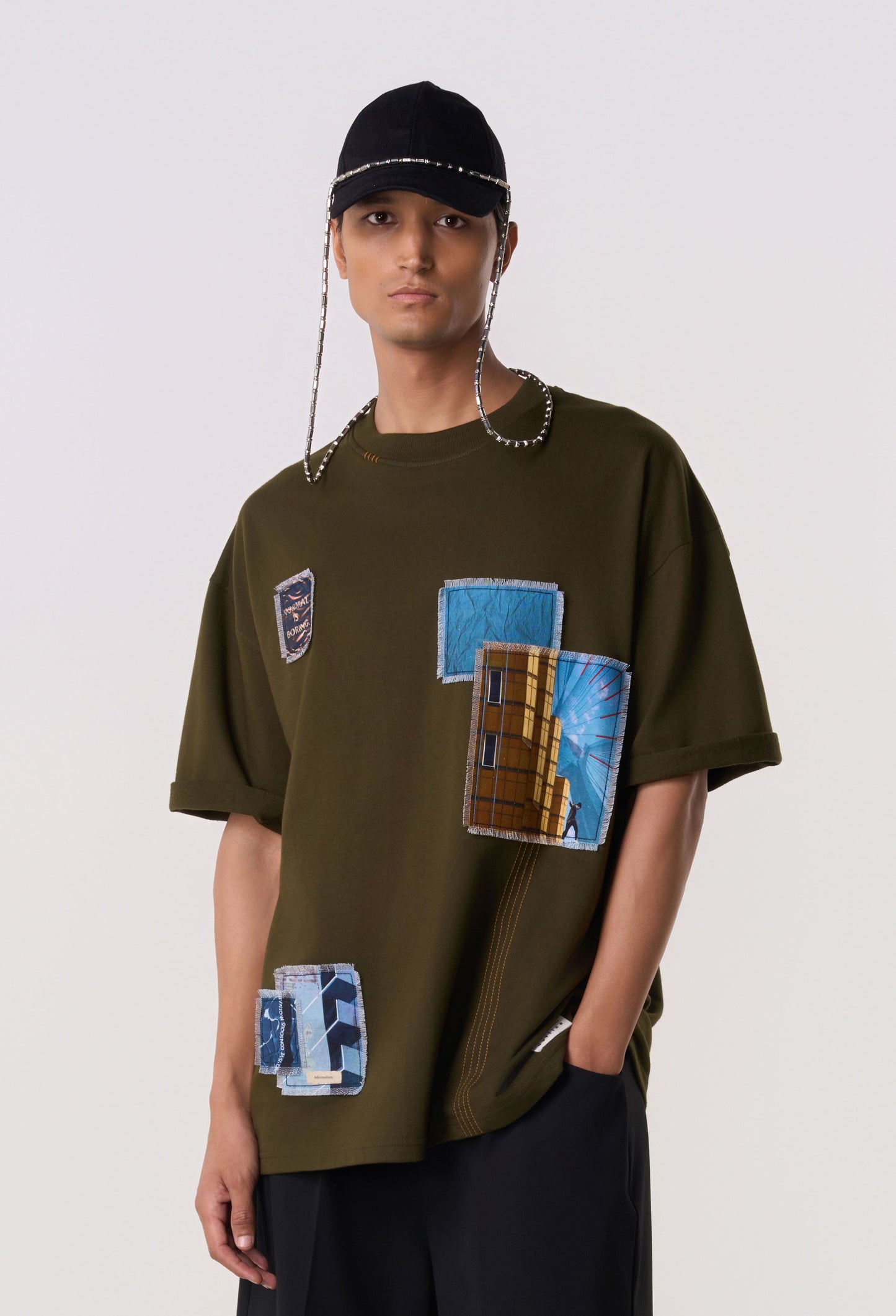 Multi-Patch Graphic T-Shirt Olive