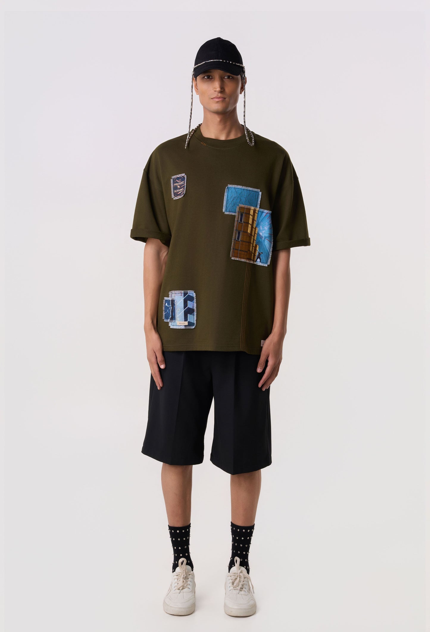 Multi-Patch Graphic T-Shirt Olive