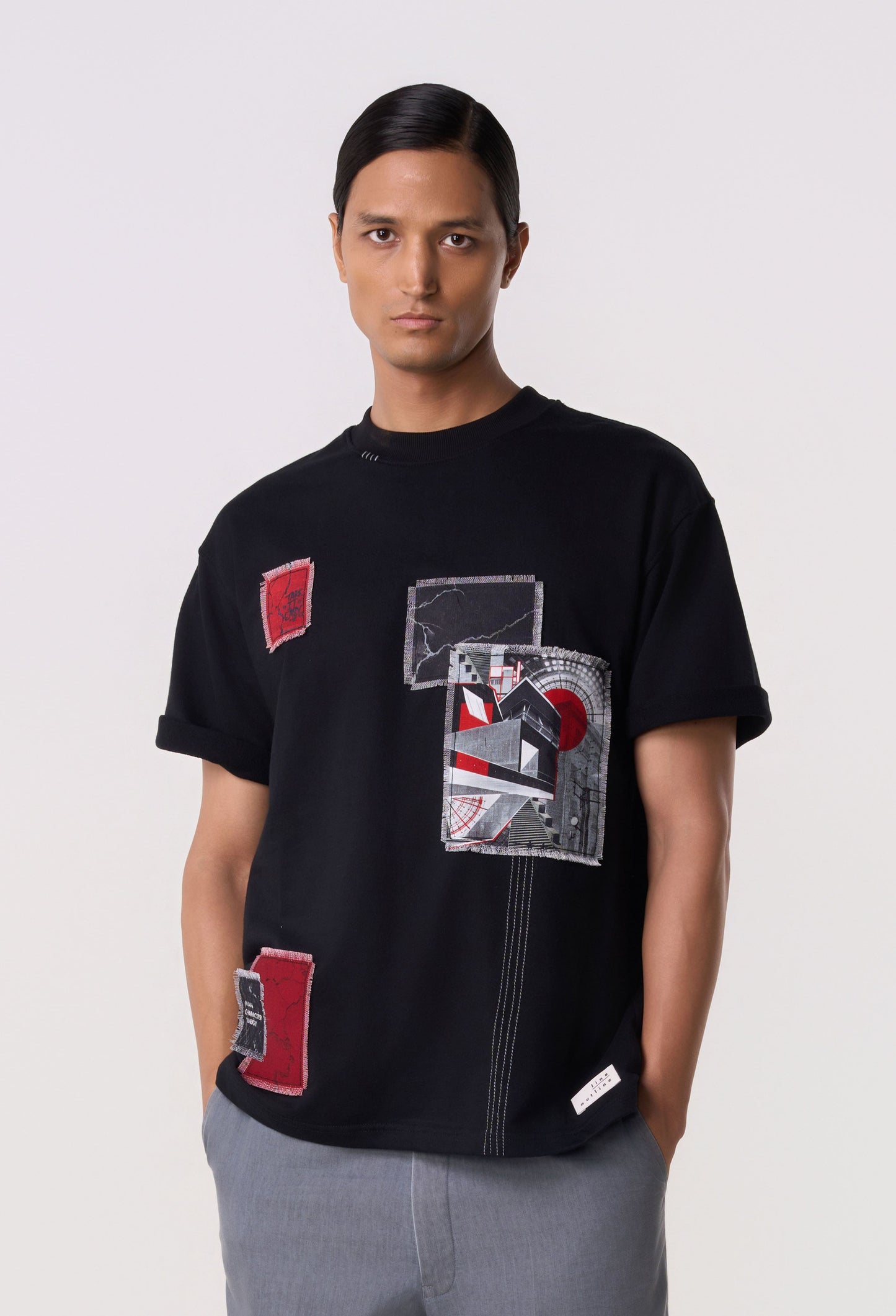 Multi-Patch Graphic Tee Black