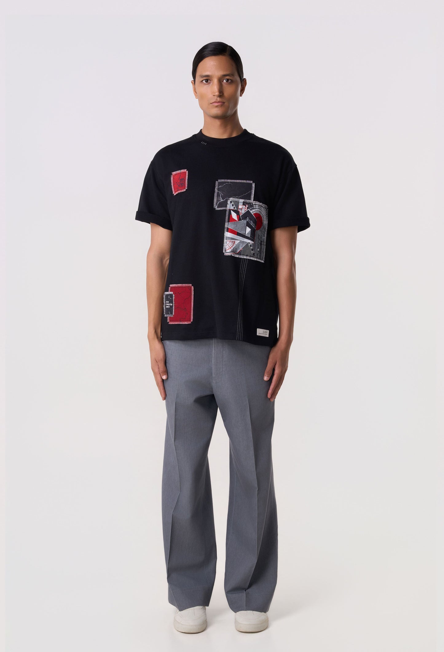 Multi-Patch Graphic Tee Black