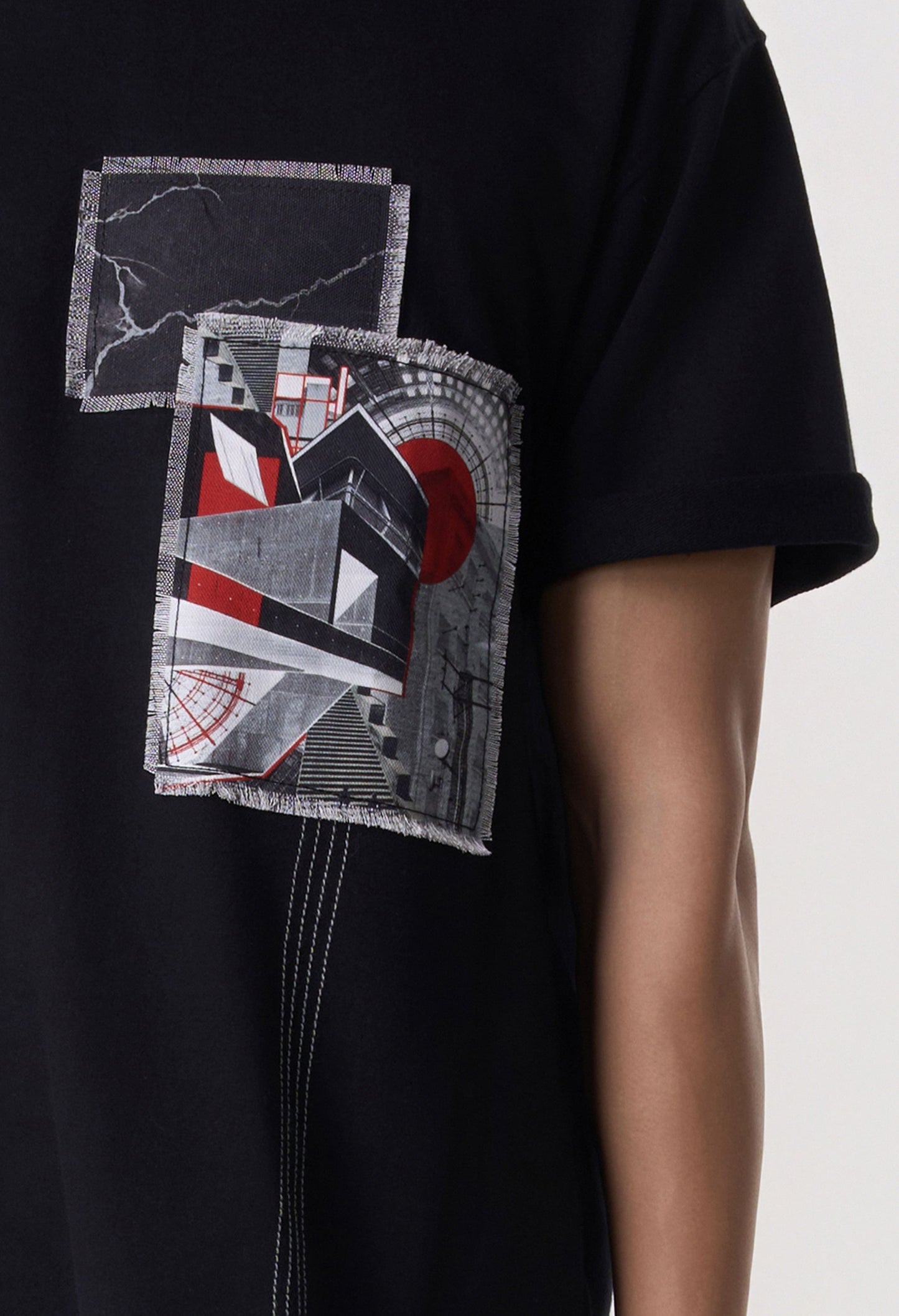 Multi-Patch Graphic Tee Black