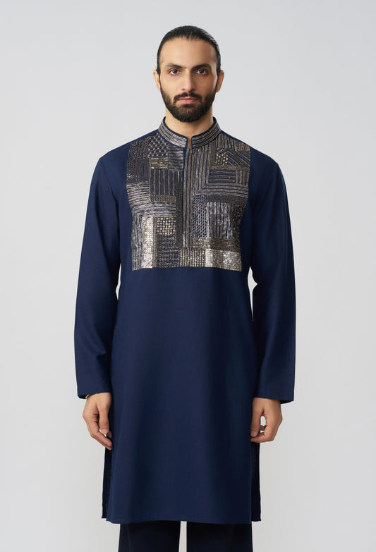 Pitta Mosaic Kurta - Navy Blue