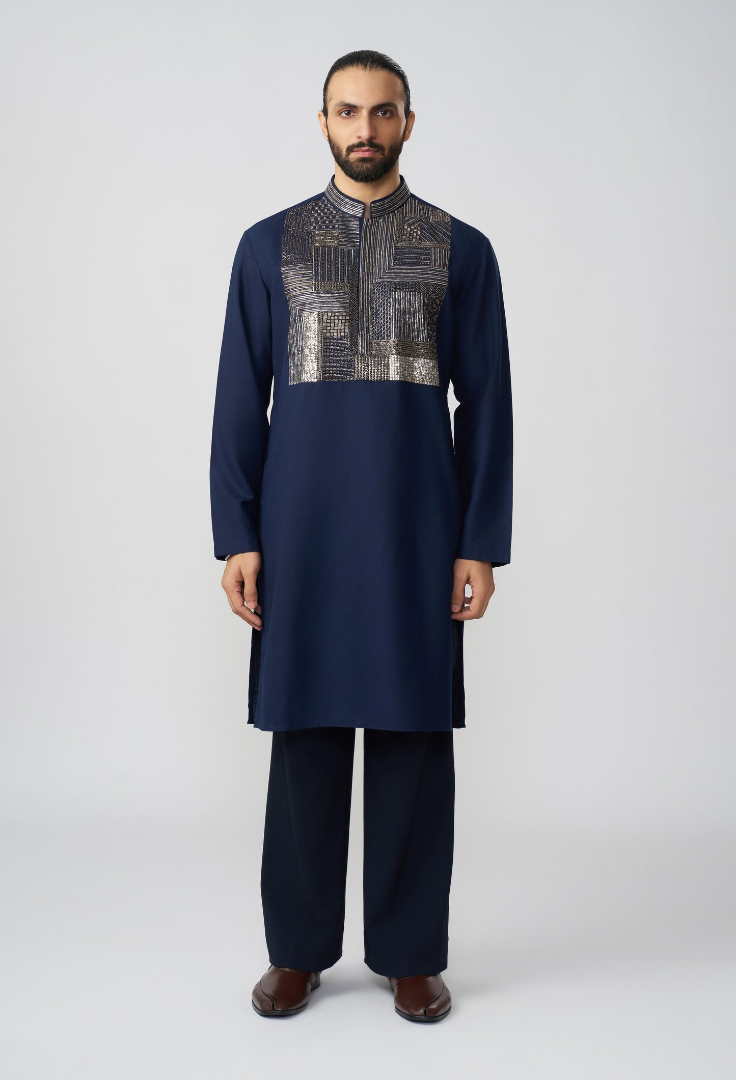 Pitta Mosaic Kurta - Navy Blue