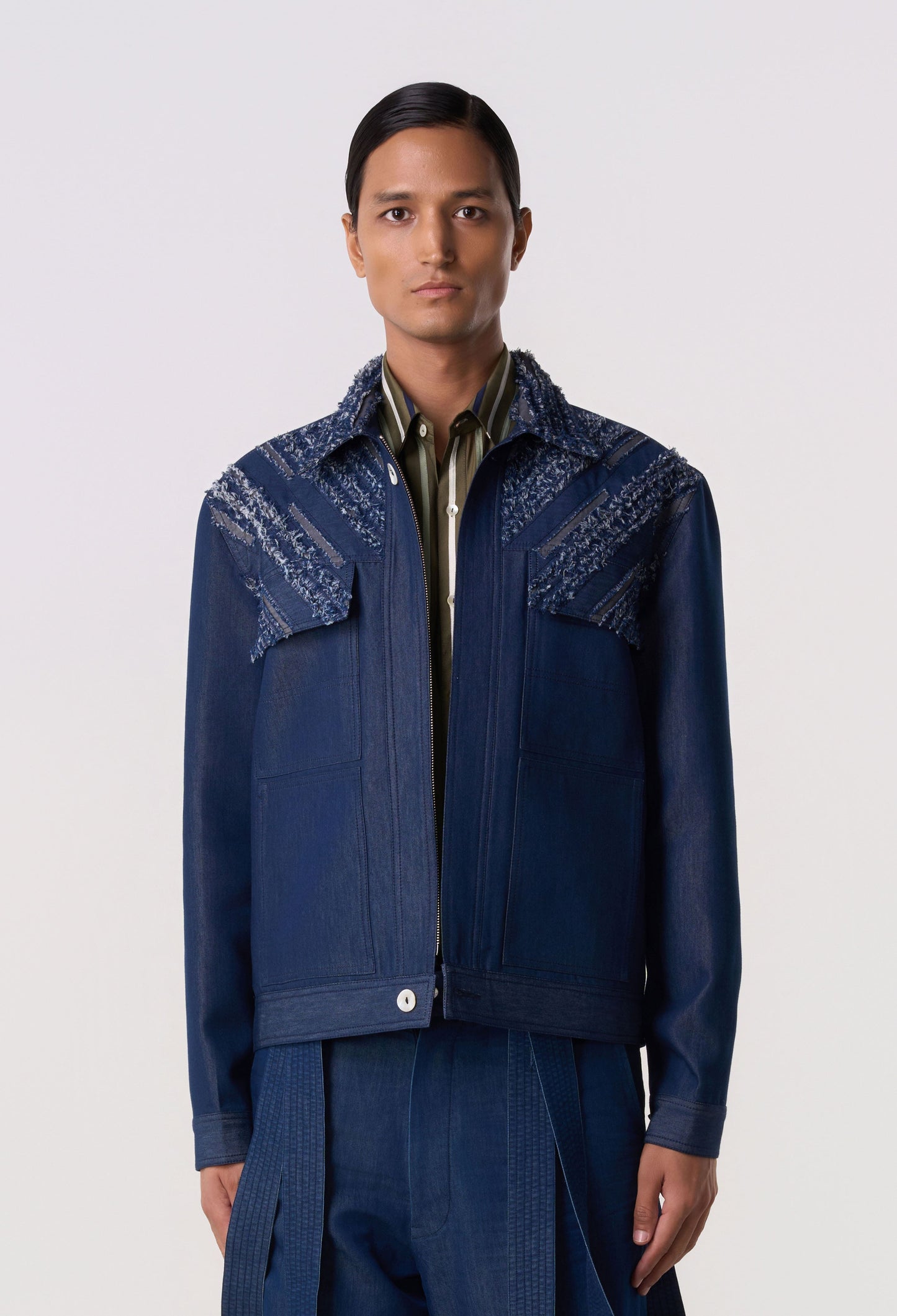 Raw-Edge Trucker Shacket