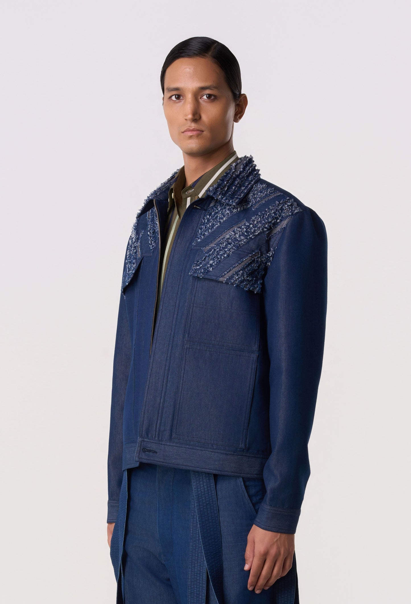 Raw-Edge Trucker Shacket