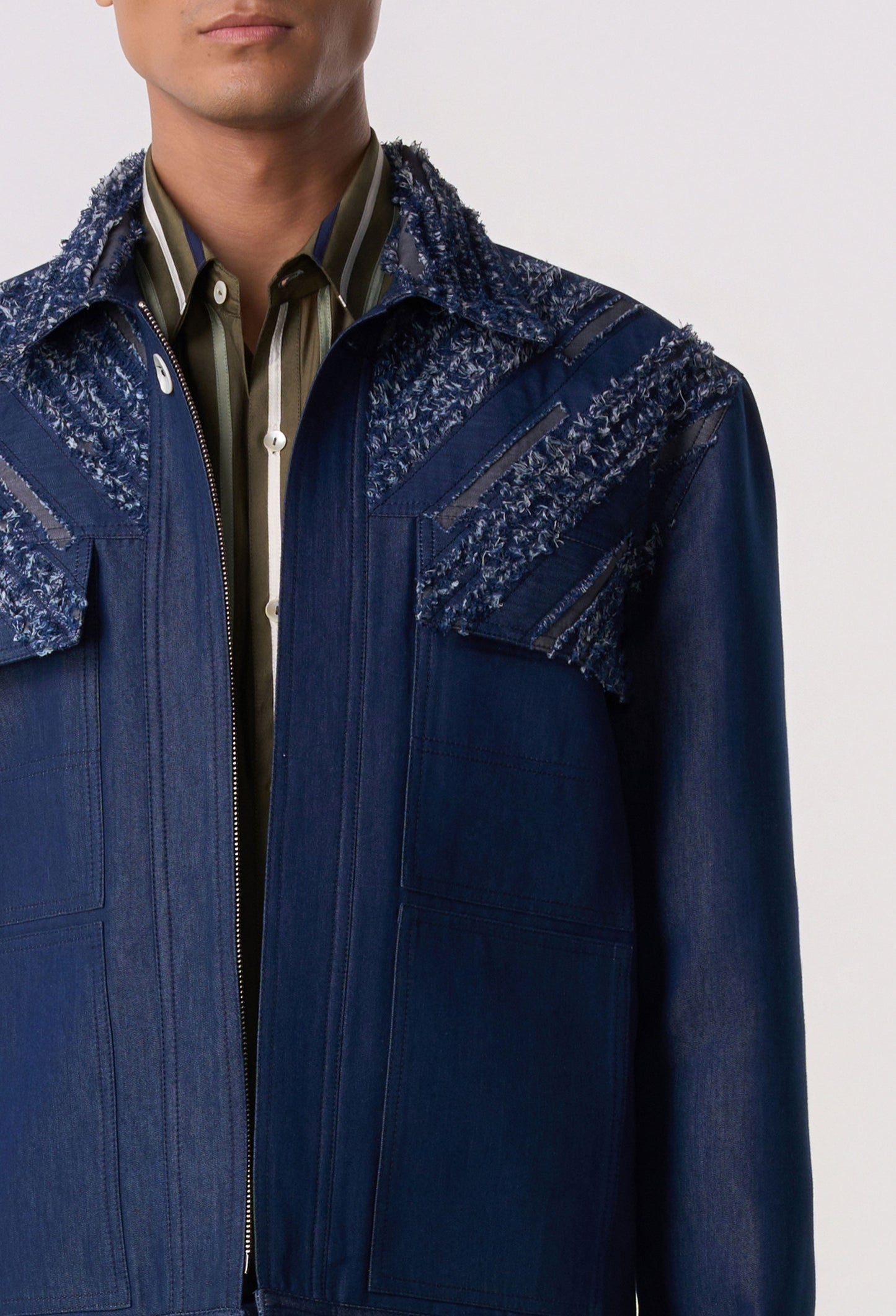 Raw-Edge Trucker Shacket