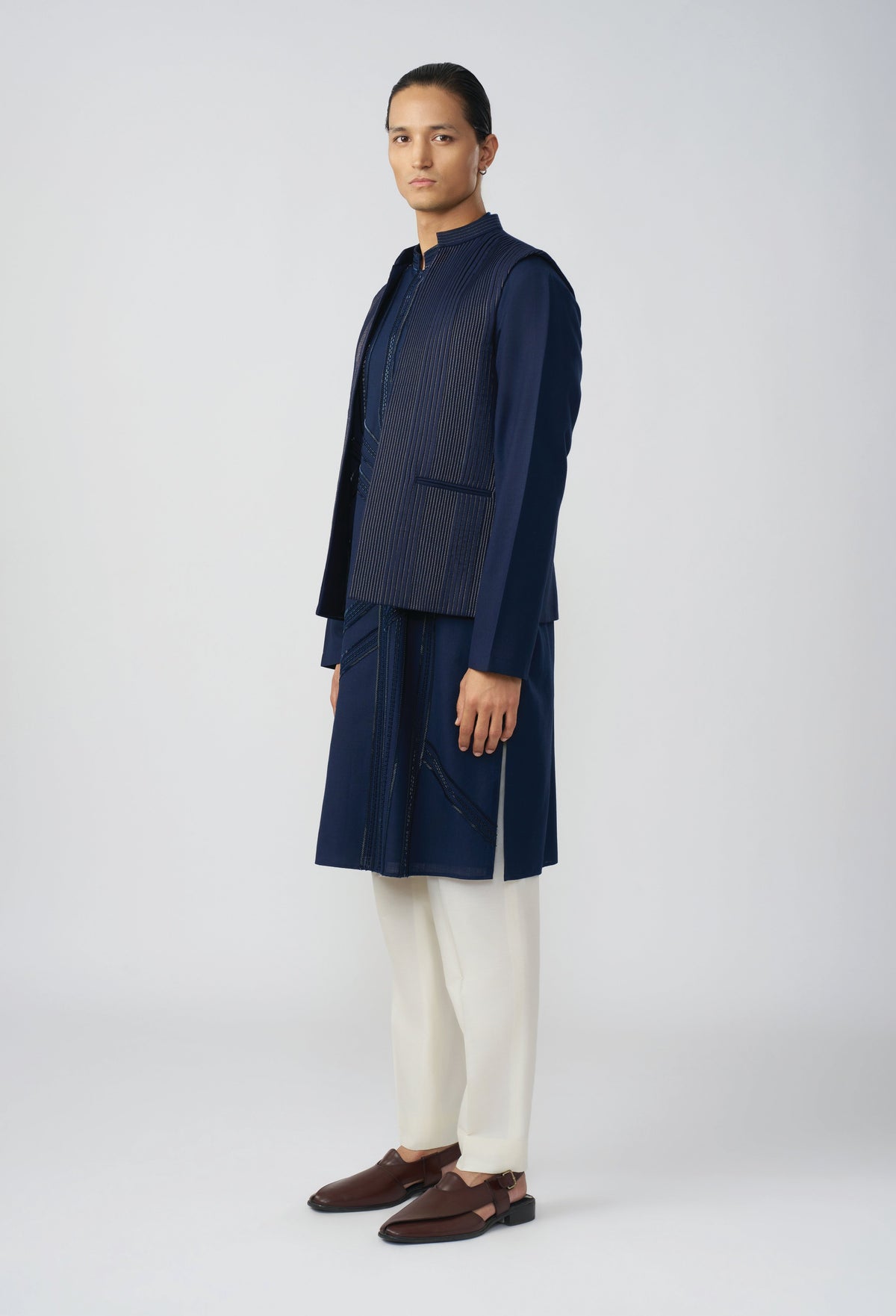 Riviera Stripe Bandi Jacket - Navy Blue