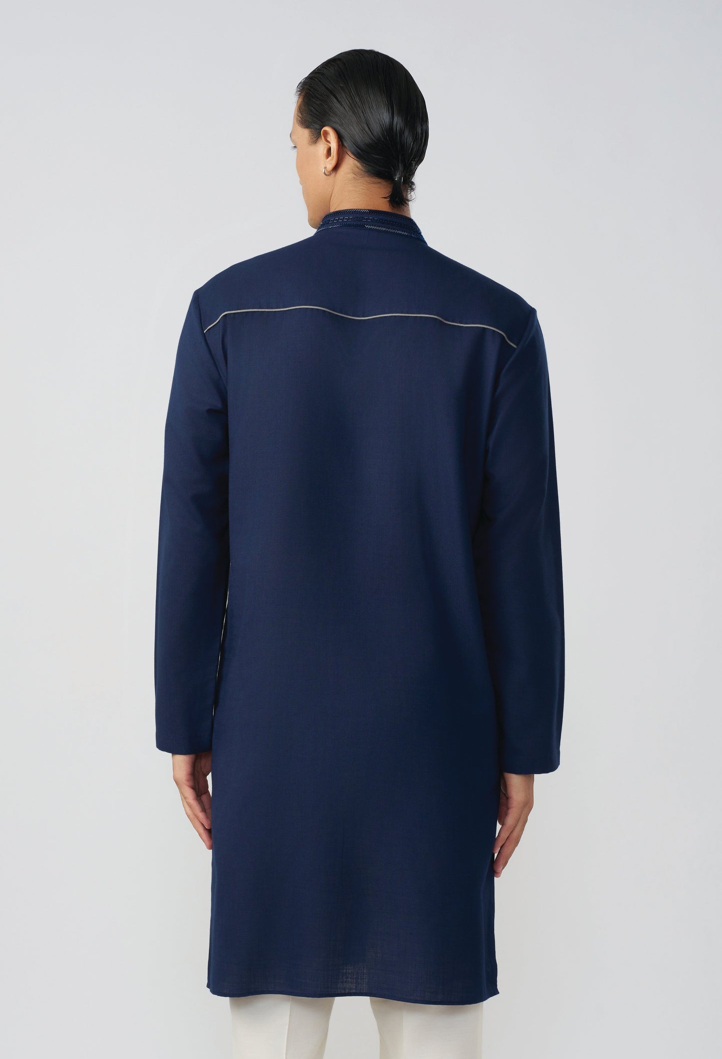 Riviera Stripe Bandi Jacket Set - Navy Blue