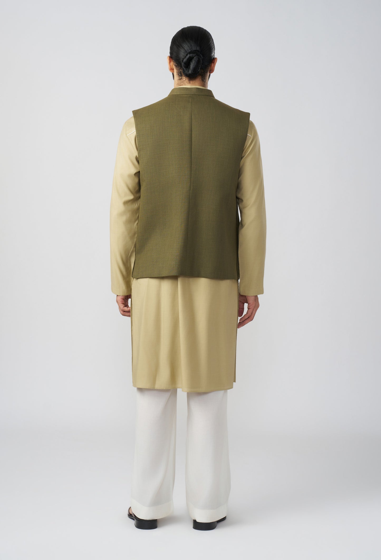 Riviera Stripe Bandi Jacket Set - Olive