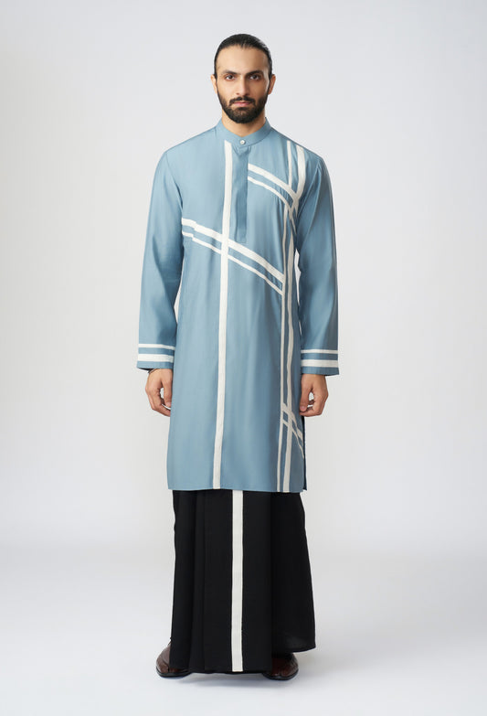 Scaffold Kurta Set & Veshti - Ash Grey