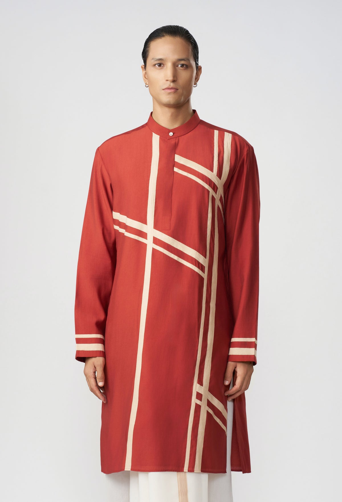 Scaffold Kurta Set & Veshti - Rust