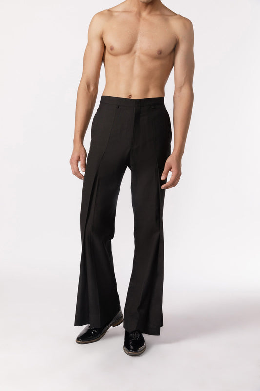 Wide leg pleated pants ( black)