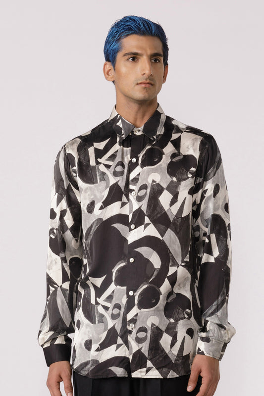 Abstract black and white printed shirt