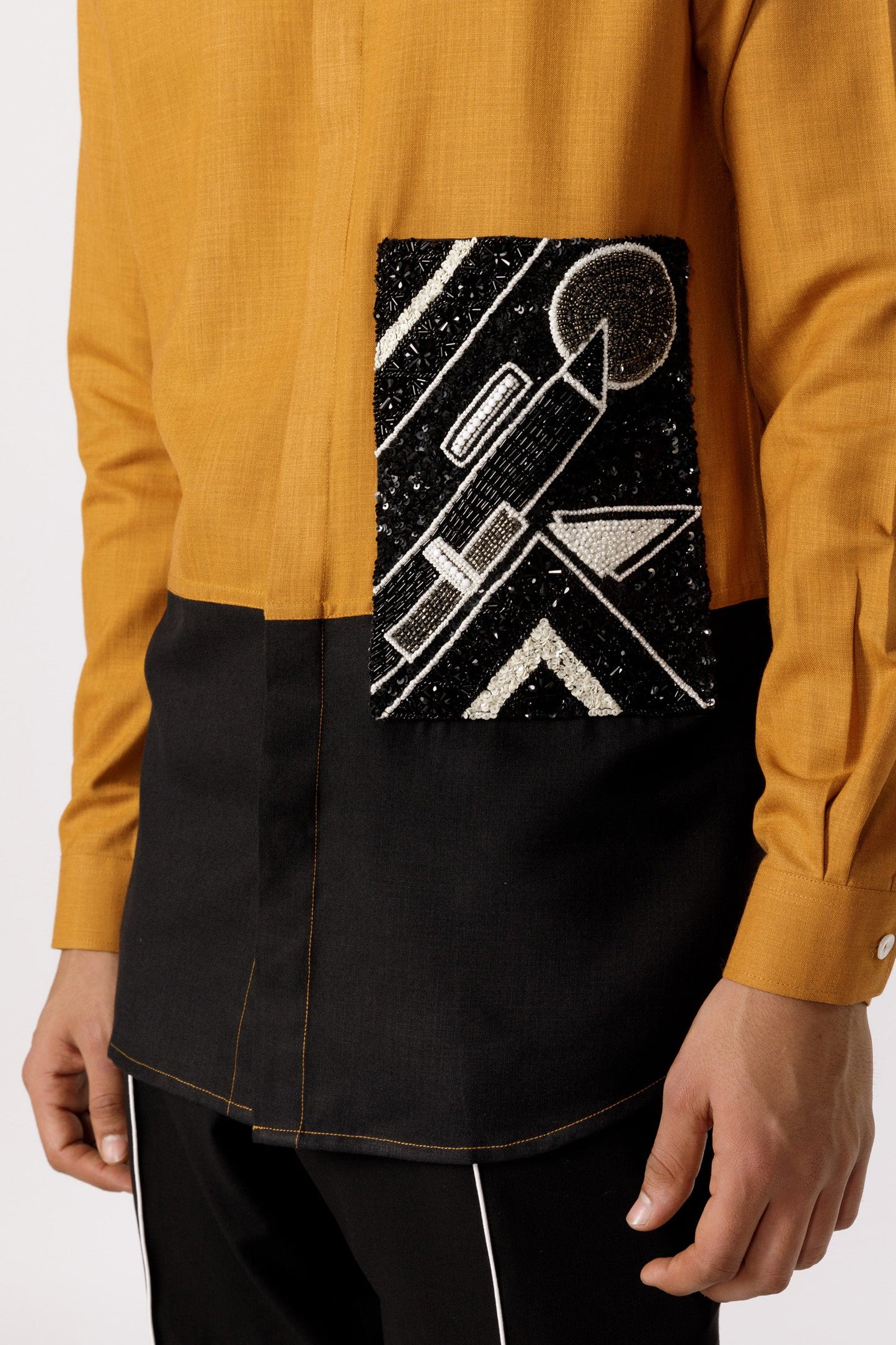 Geometric harmony embroidered patchpocket shirt